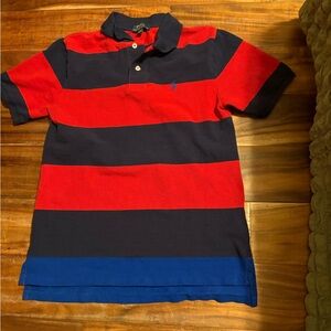 Polo Ralph‎ Lauren Boys L (14/16) Rugby Stripe Polo Shirt Red Navy Blue k1